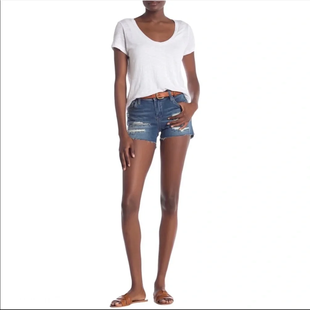 Blank NYC The Essex Rip and Repair Denim Shorts Size 28